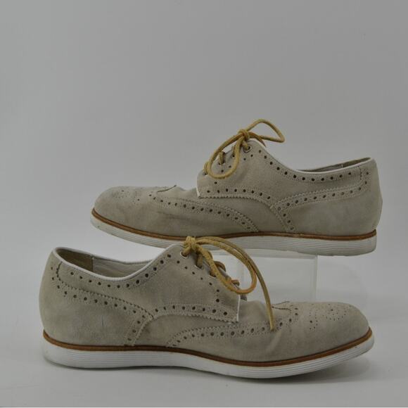 Santoni Wingtip Men's Size 10.5 Oxford Lace Up Preppy Beige - Picture 6 of 16
